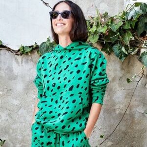 Clare V. Green Cheetah Spotted Hoodie